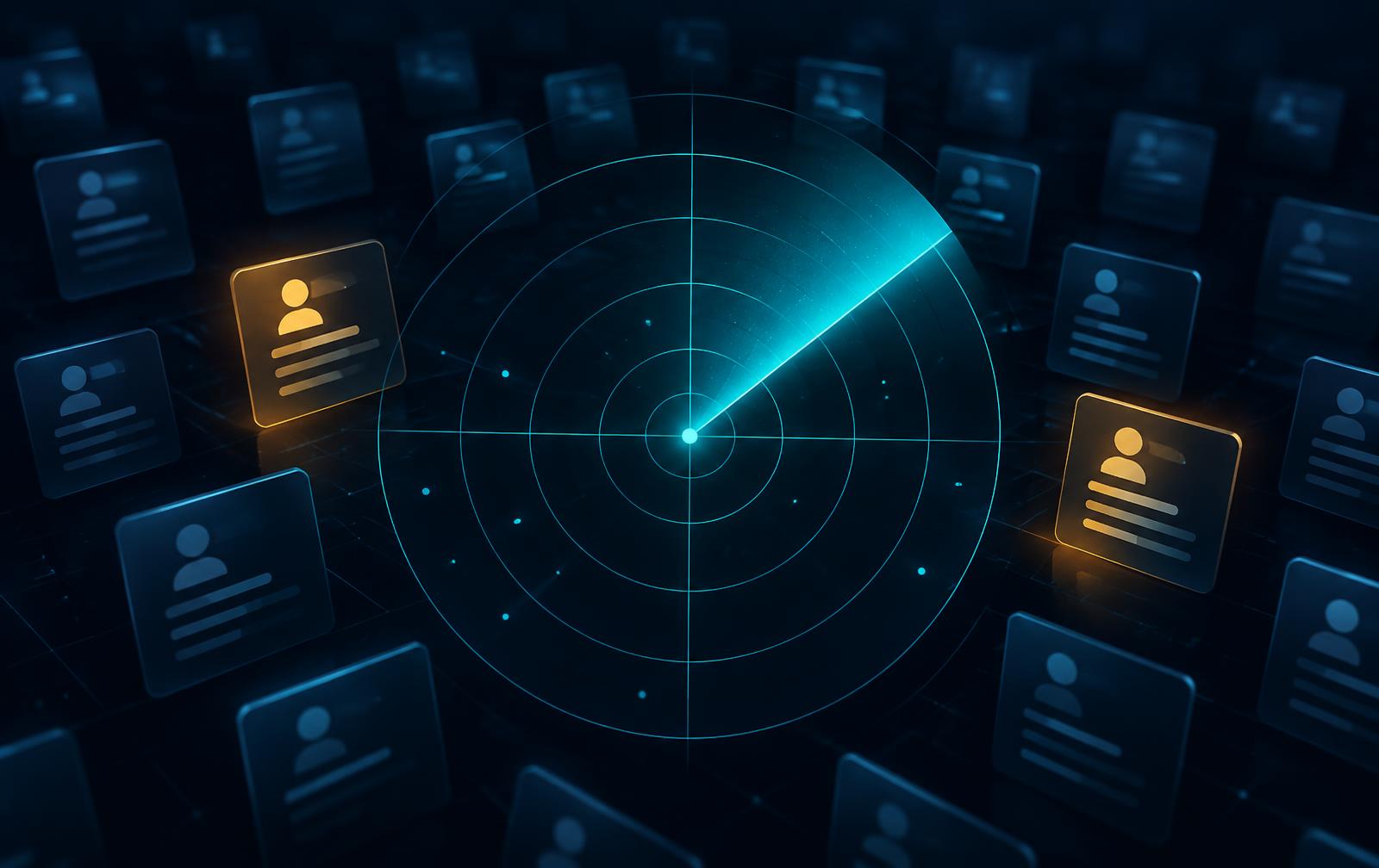 A radar sweep picking out matching job listings